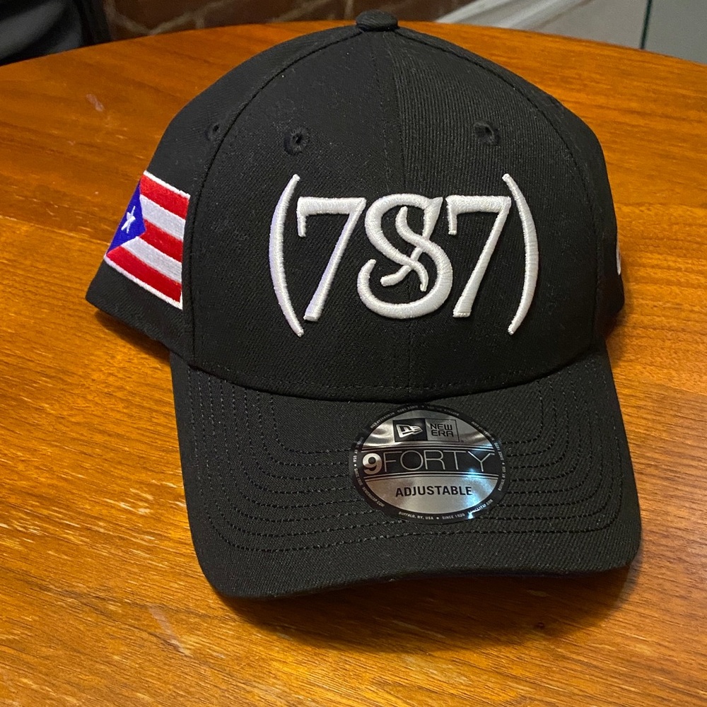 New Era Black 9FORTY Cap with Embroidered 787 Design Puerto Rico